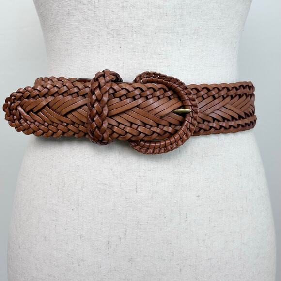 Vintage Genuine Leather Brown Safari Bohemian Woven Braided Belt SMALL main image 4